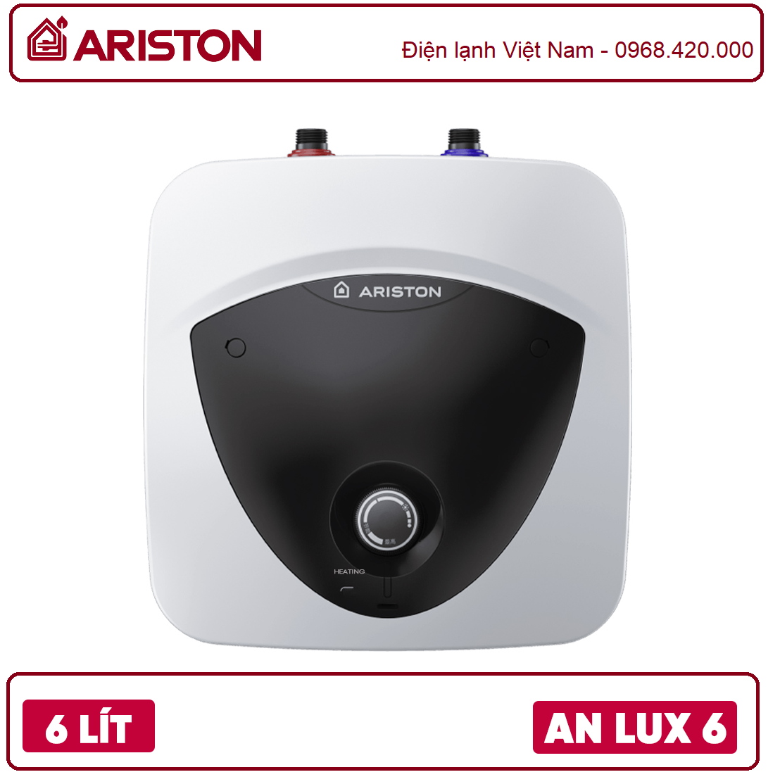BÌNH NÓNG LẠNH ARISTON 6 LÍT AN LUX 6 UE/BE 1.5 FE