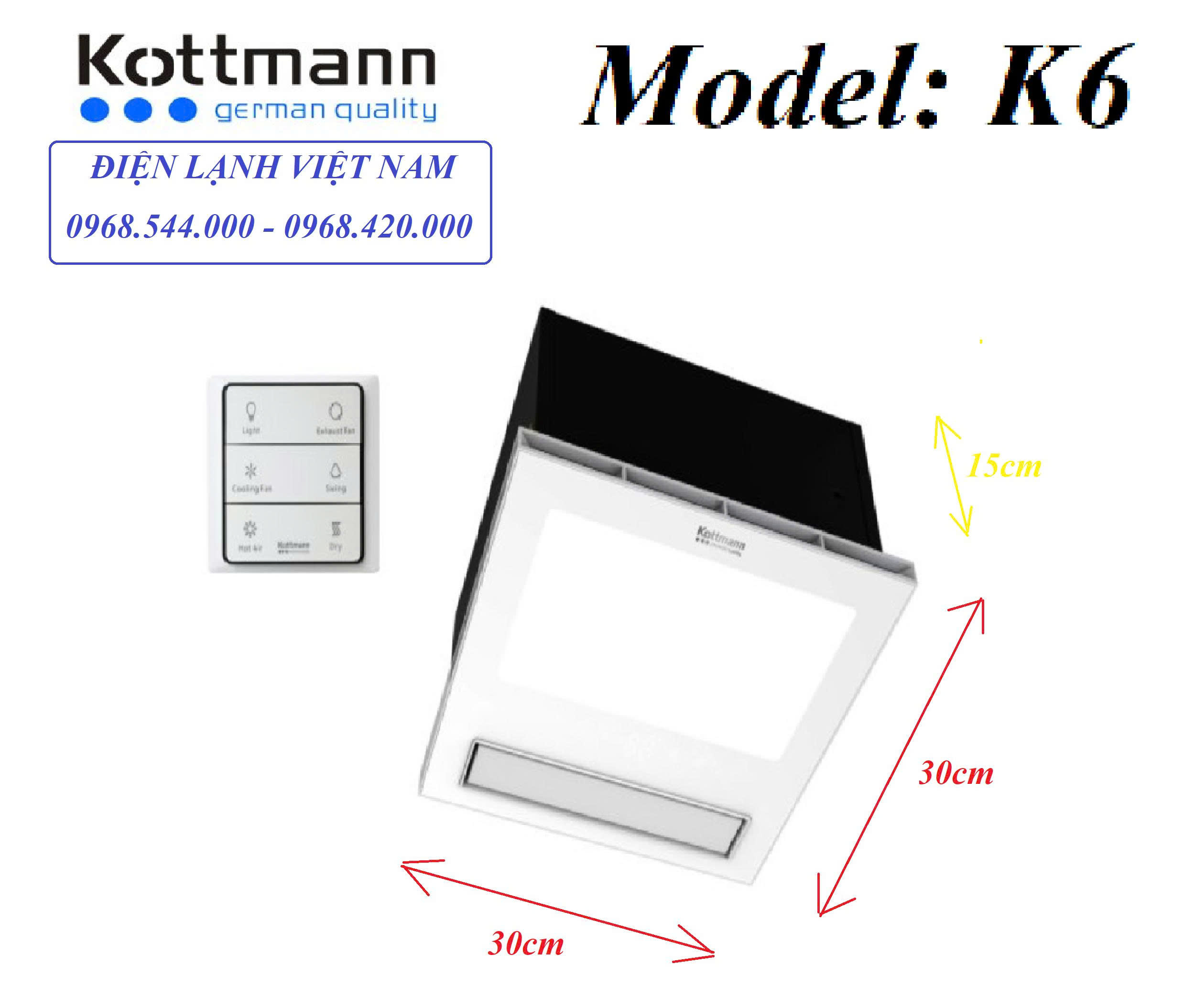 Hình ảnh của quạt âm trần đa năng 5 trong 1 Kottmann K6 Hình ảnh của quạt âm trần đa năng 5 trong 1 Kottmann K6