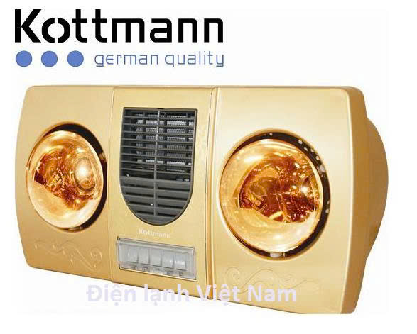 ĐÈN SƯỞI NHÀ TẮM KOTTMANN 2 BÓNG VÀNG THỔI GIÓ NÓNG K2BHWG