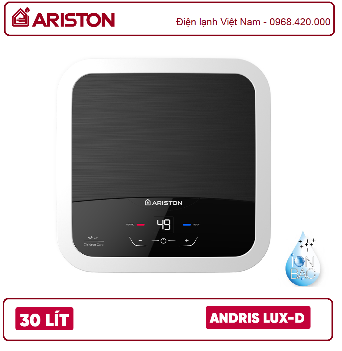 Bình nóng lạnh Ariston 30L ANDRIS2 LUX-D 30 AG+