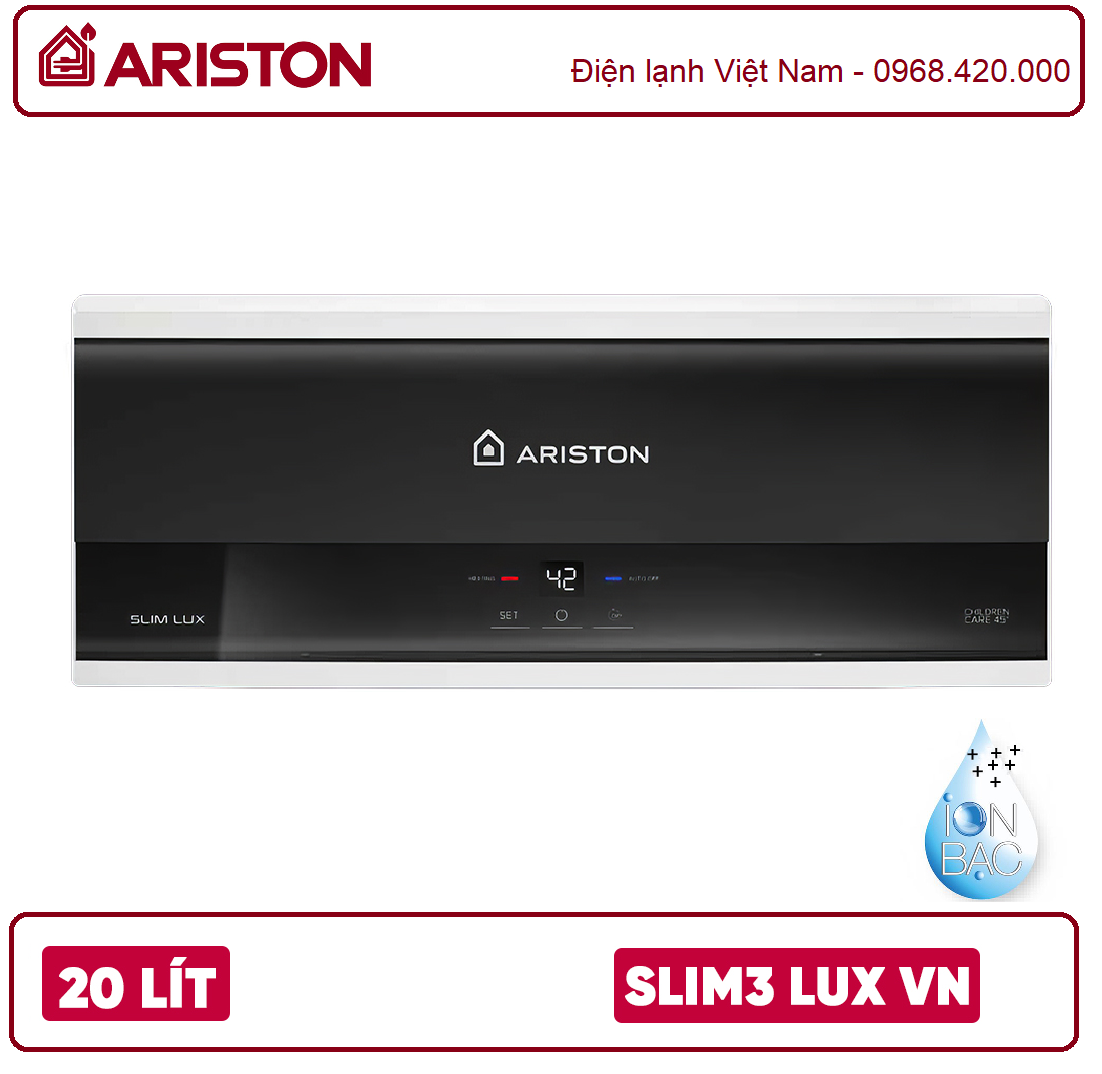 Bình nóng lạnh Ariston 20 Lít Slim3 SL3 Lux 20L VN Ag+