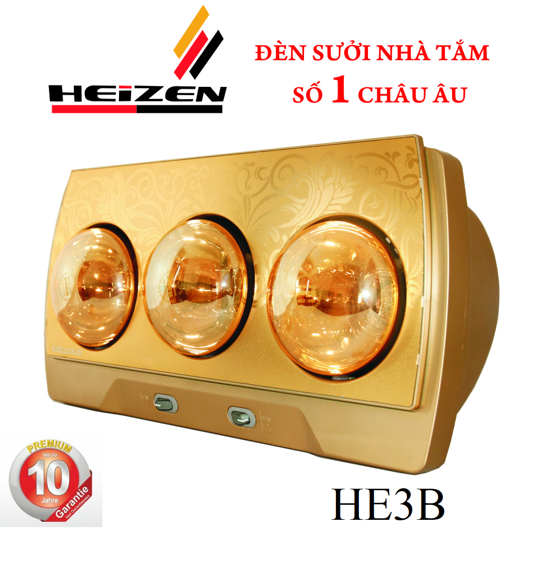 ĐÈN SƯỞI NHÀ TẮM HEIZEN 3 BÓNG HE3B